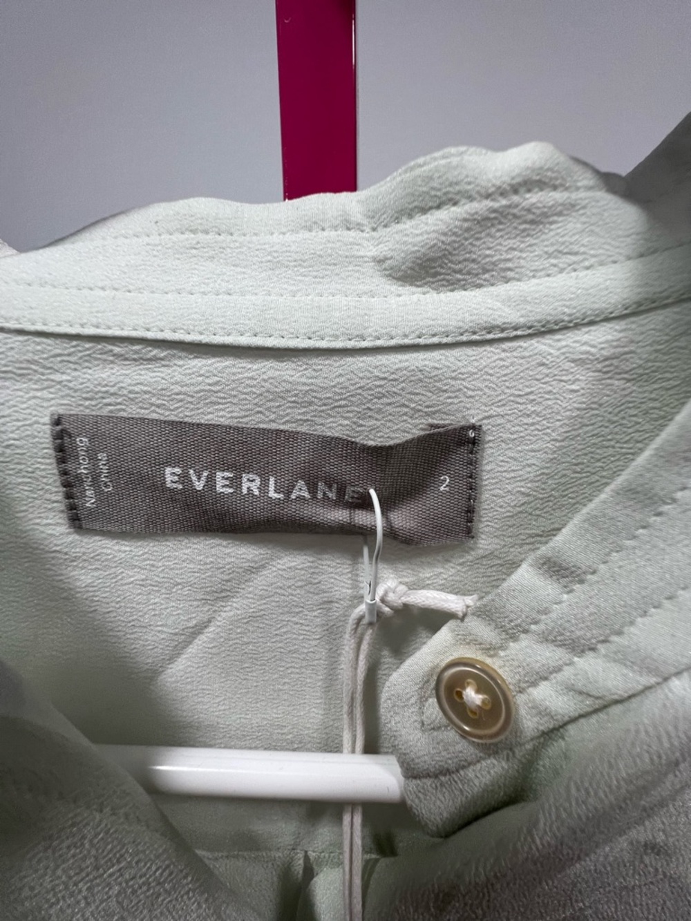 Everlane Light Mint Green Button-Up Long Sleeve Top - Picture 4 of 7